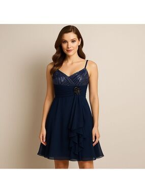 Bcbgmaxazria mini cocktail chiffon dress sequin crystal jewelry embellishments 0